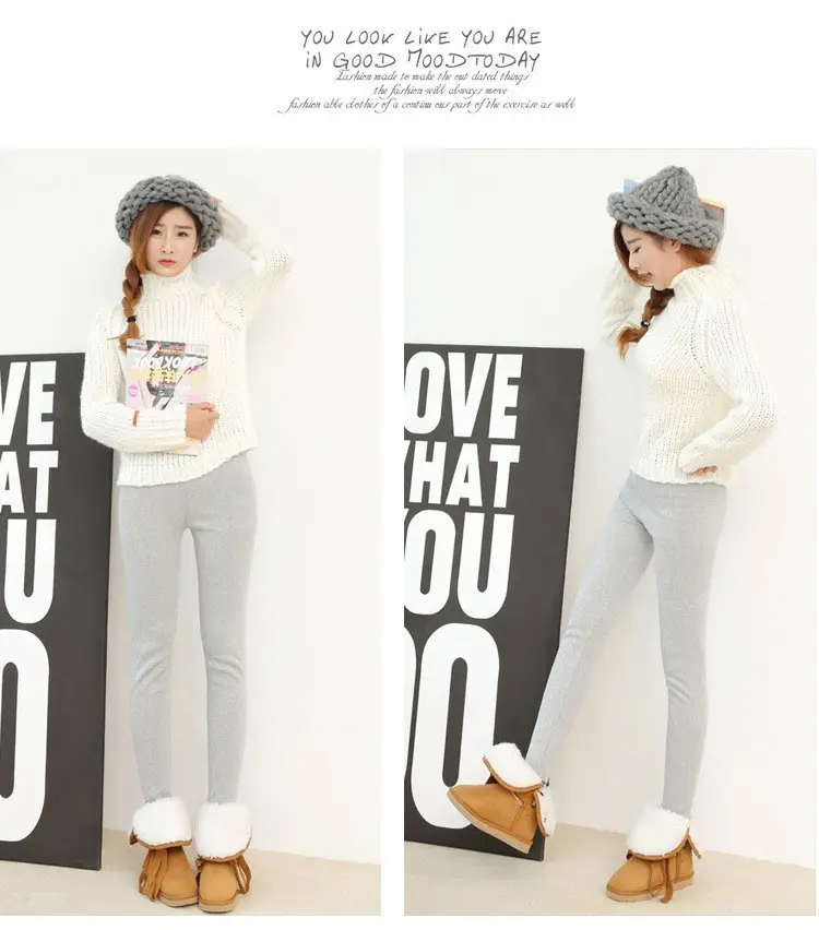 Women's Fleece Leggings Vertical Striped Warm Thickens — feature 13