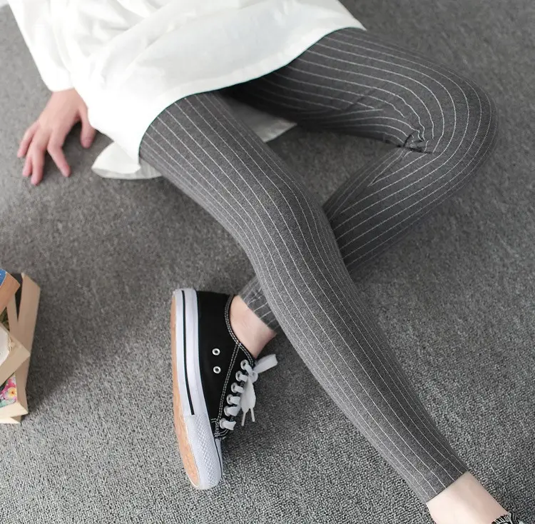 Women's Fleece Leggings Vertical Striped Warm Thickens — feature 22