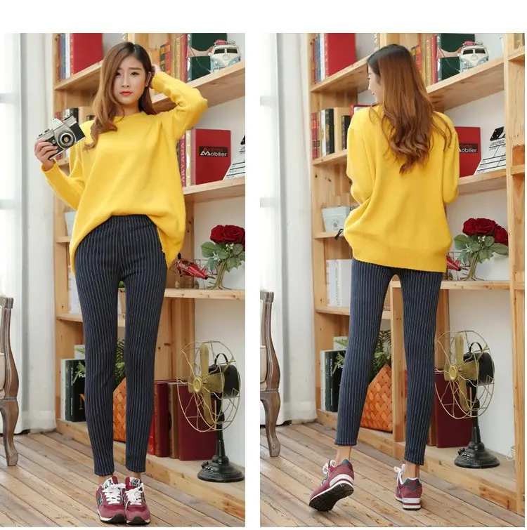 Women's Fleece Leggings Vertical Striped Warm Thickens — feature 3