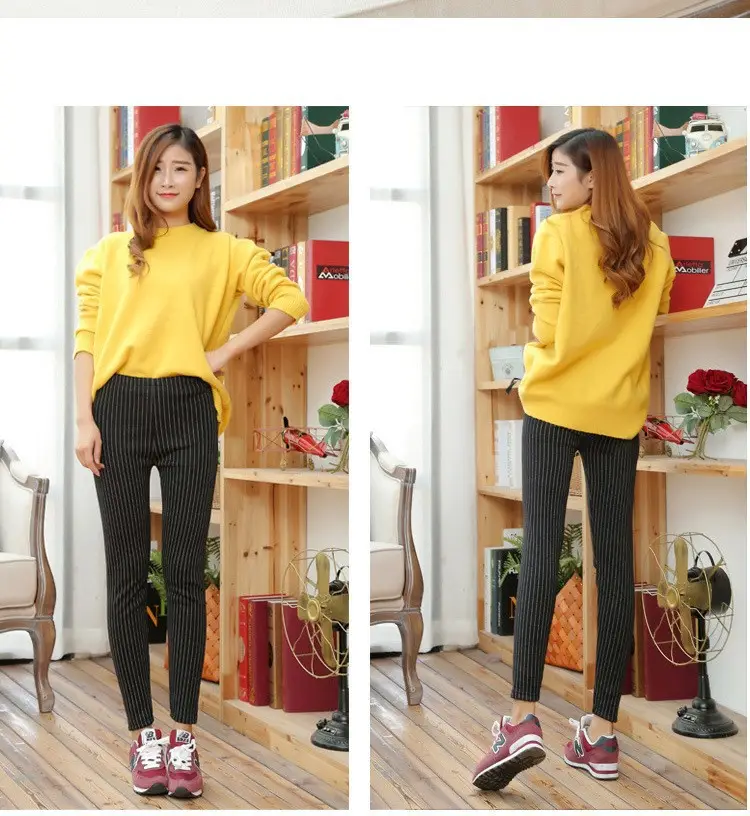 Women's Fleece Leggings Vertical Striped Warm Thickens — feature 6