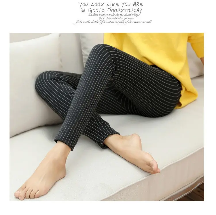 Women's Fleece Leggings Vertical Striped Warm Thickens — feature 7