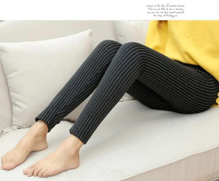 Women's Fleece Leggings Vertical Striped Warm Thickens — feature 8