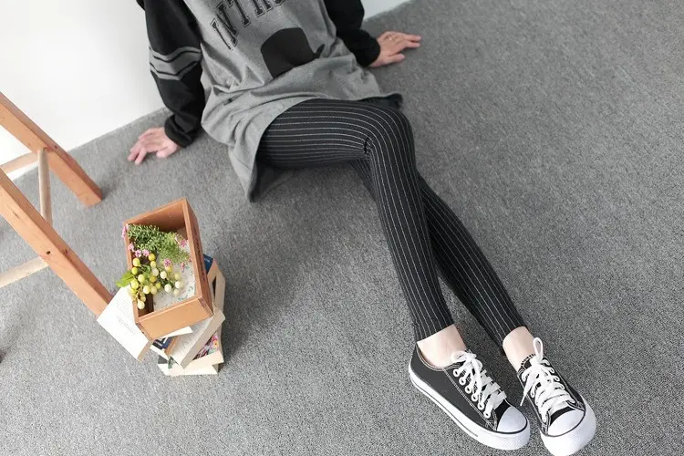 Women's Fleece Leggings Vertical Striped Warm Thickens — feature 9