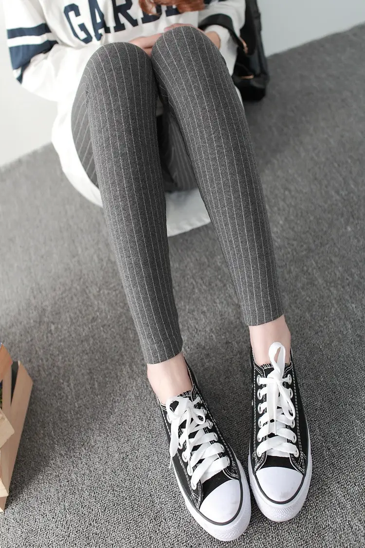 Women's Fleece Leggings Vertical Striped Warm Thickens - Image 2