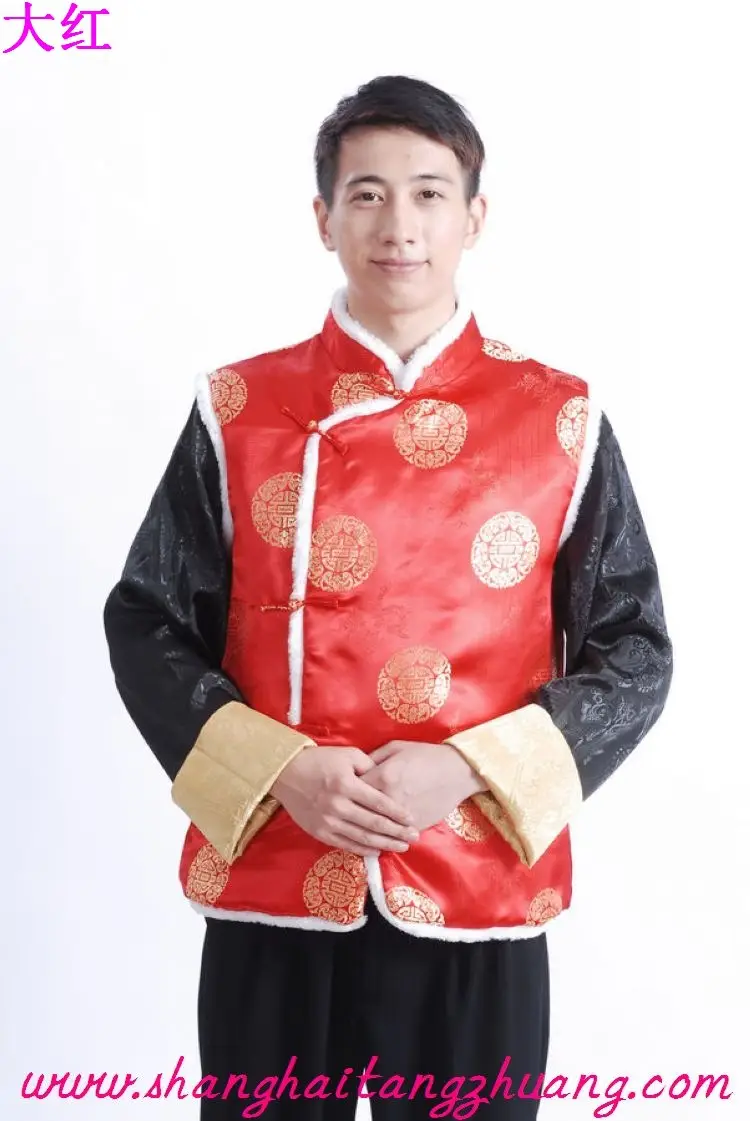 Red Quilted Ethnic Waistcoat Vest for Men — feature 3
