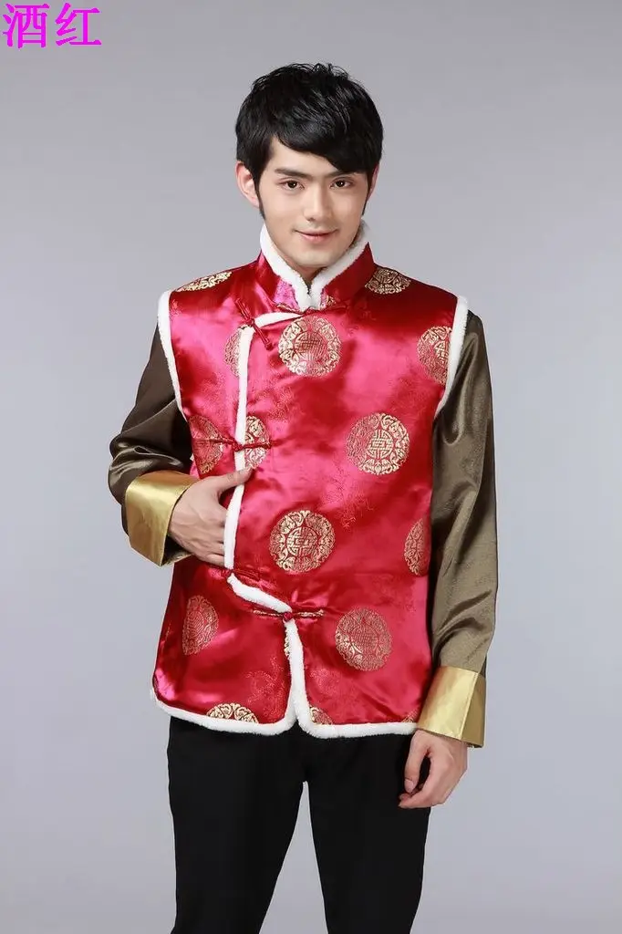 Red Quilted Ethnic Waistcoat Vest for Men — feature 7