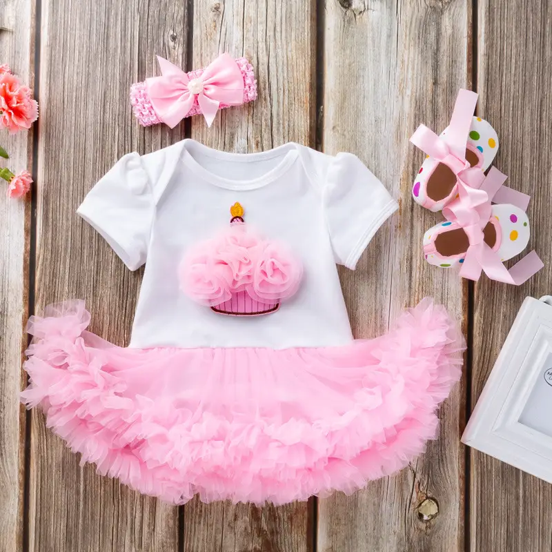 Baby Pink Crown Dress Set 0-2 Years Old