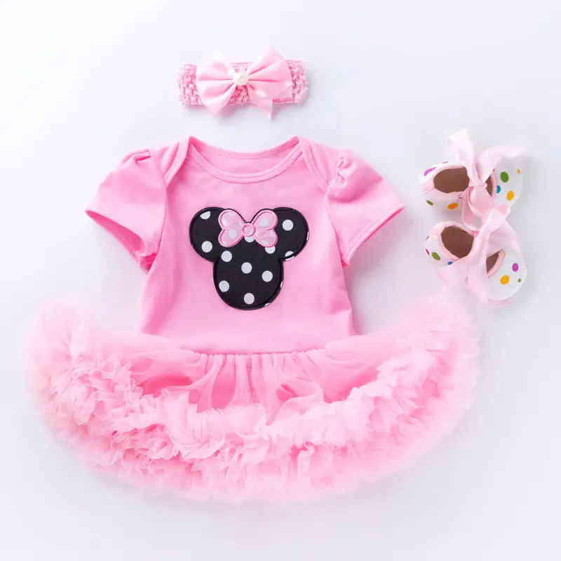 Baby Pink Crown Dress Set 0-2 Years Old