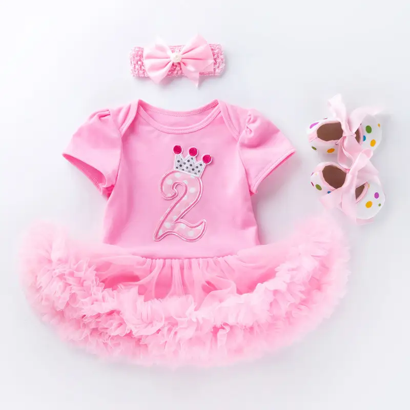 Baby Pink Crown Dress Set 0-2 Years Old