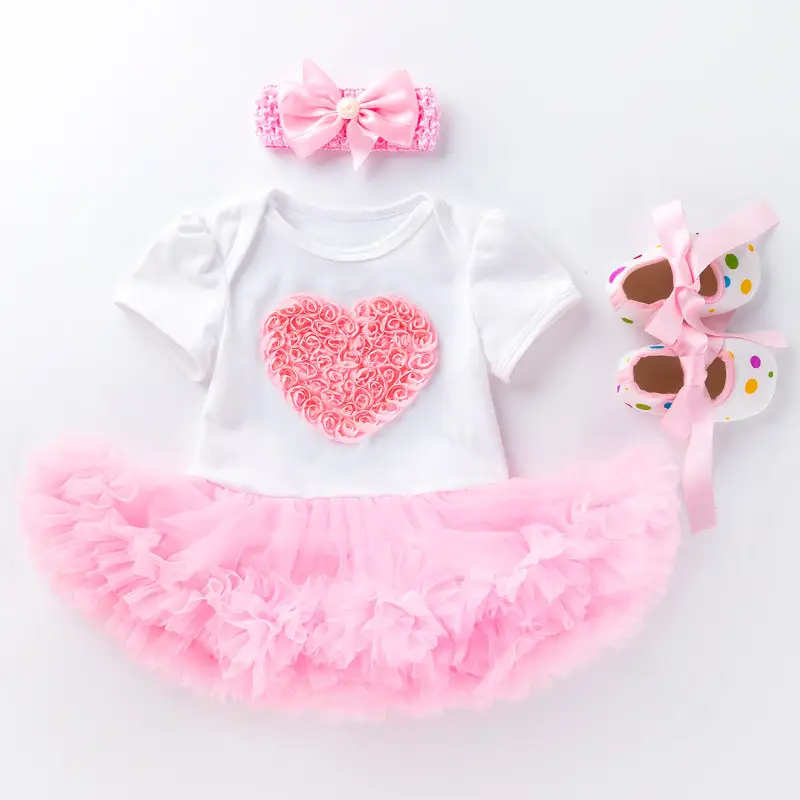 Baby Pink Crown Dress Set 0-2 Years Old