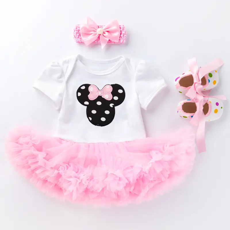 Baby Pink Crown Dress Set 0-2 Years Old