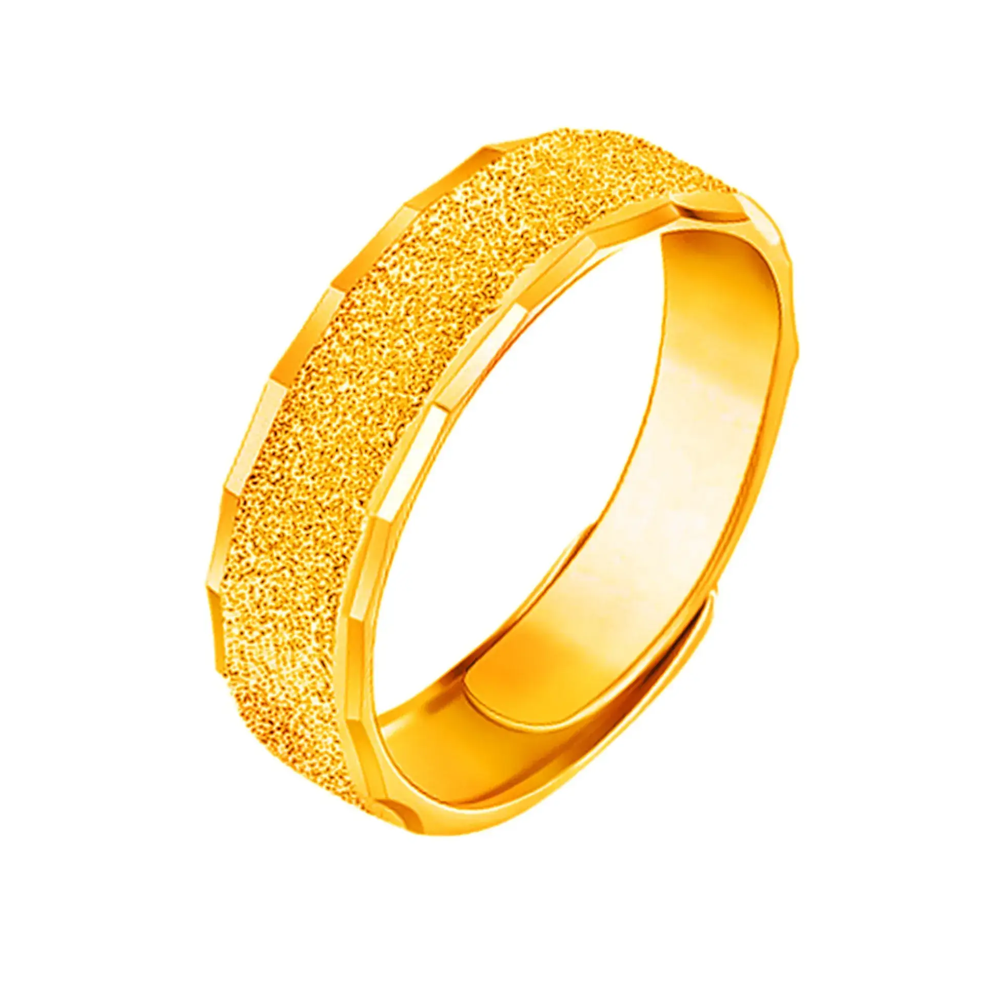 Platinum Plated Flash Sand Open Frosted Ring for Men