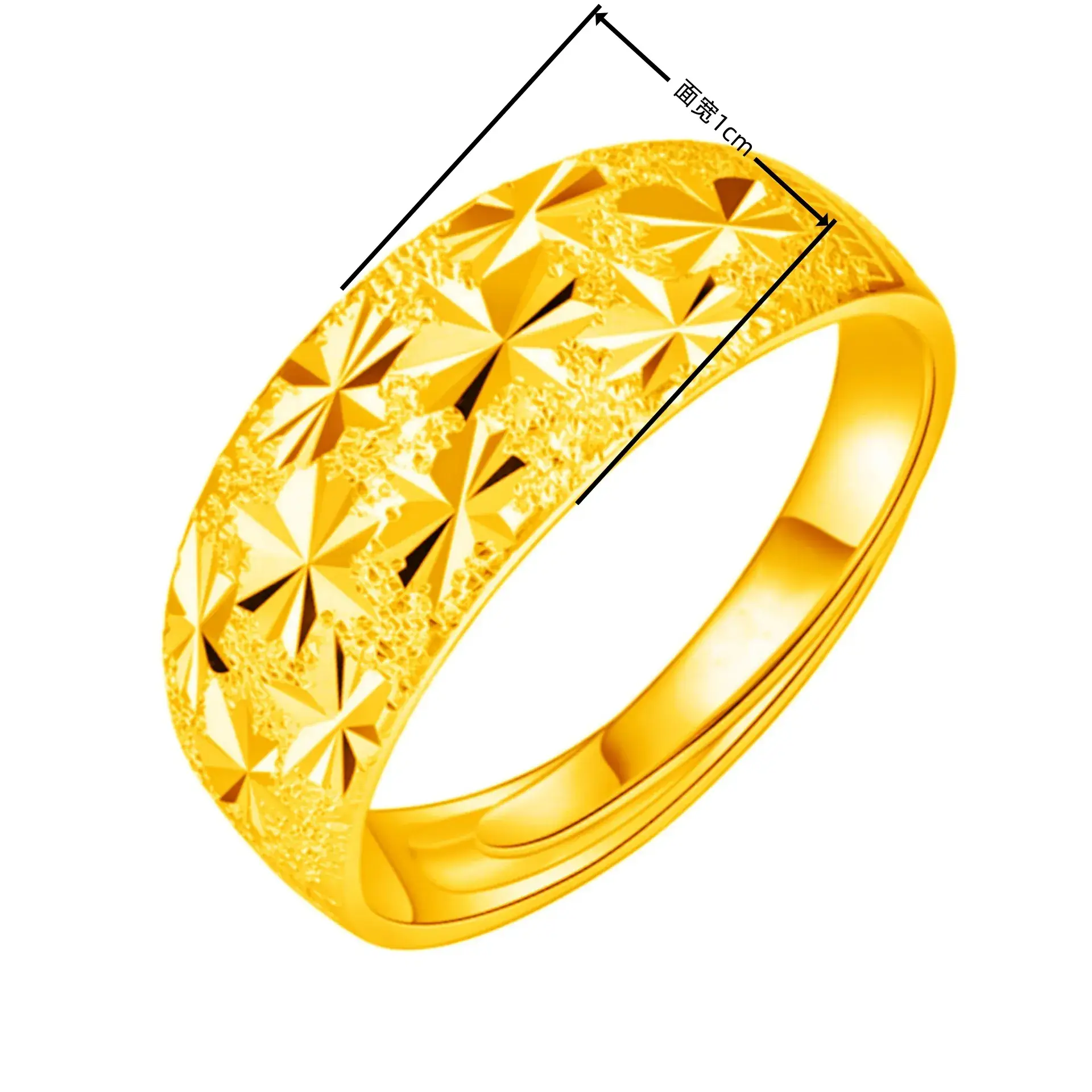 Platinum Plated Flash Sand Open Frosted Ring for Men