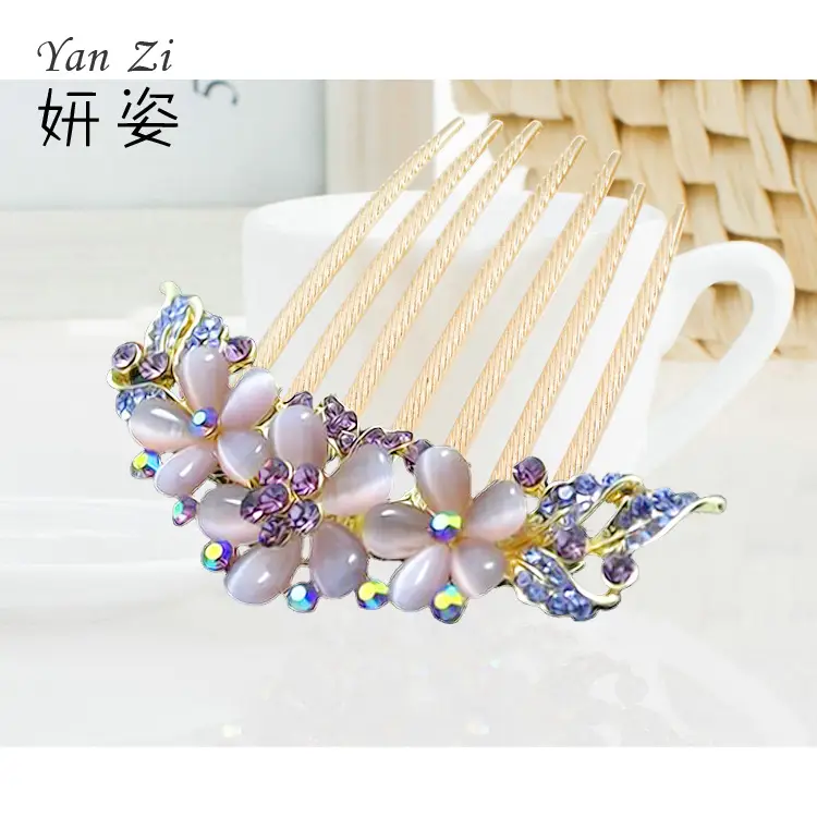 Korean Style Diamond Hair Comb with 7 Teeth Vintage Bangs - Image 2