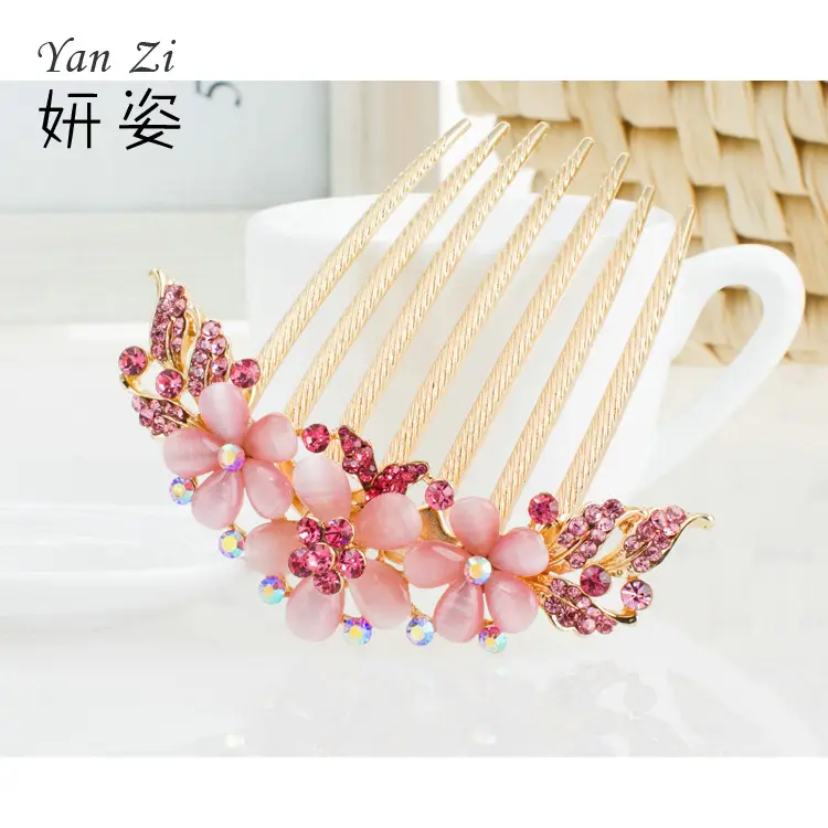 Korean Style Diamond Hair Comb with 7 Teeth Vintage Bangs - Image 3