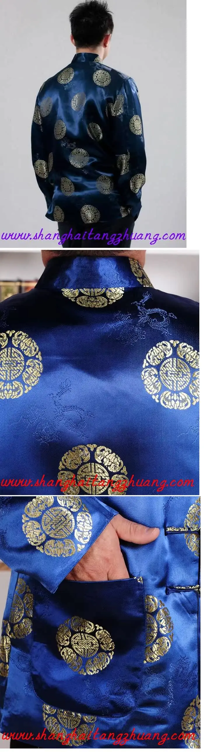 Wholesale Men's Blue Chinese Tang Suit Long Sleeve Jacket — feature 25