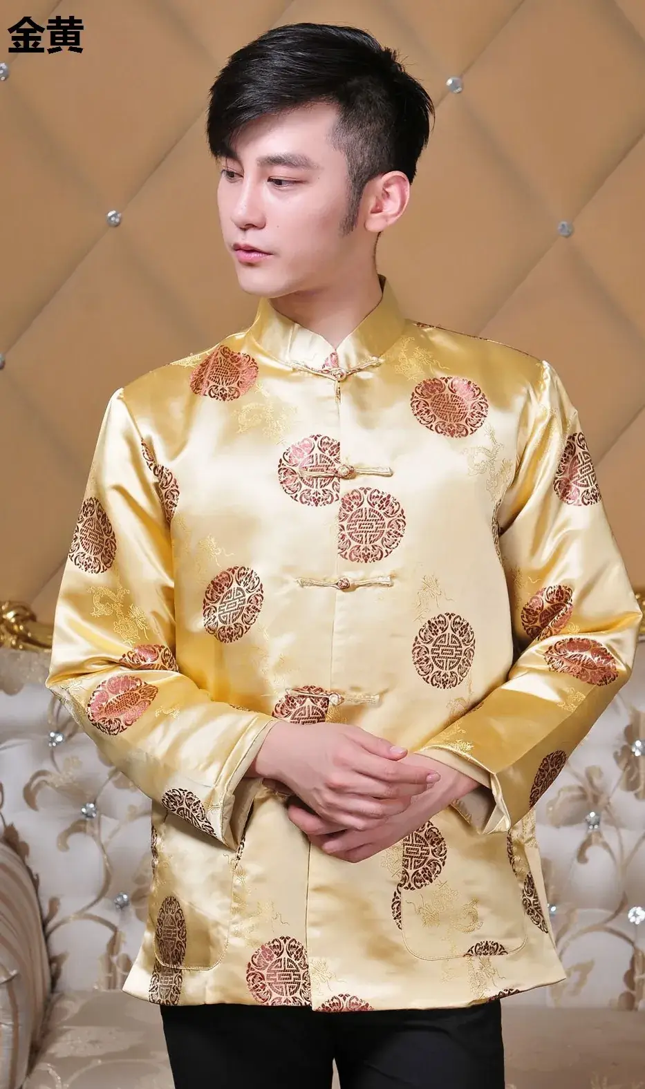 Wholesale Men's Blue Chinese Tang Suit Long Sleeve Jacket - Image 5