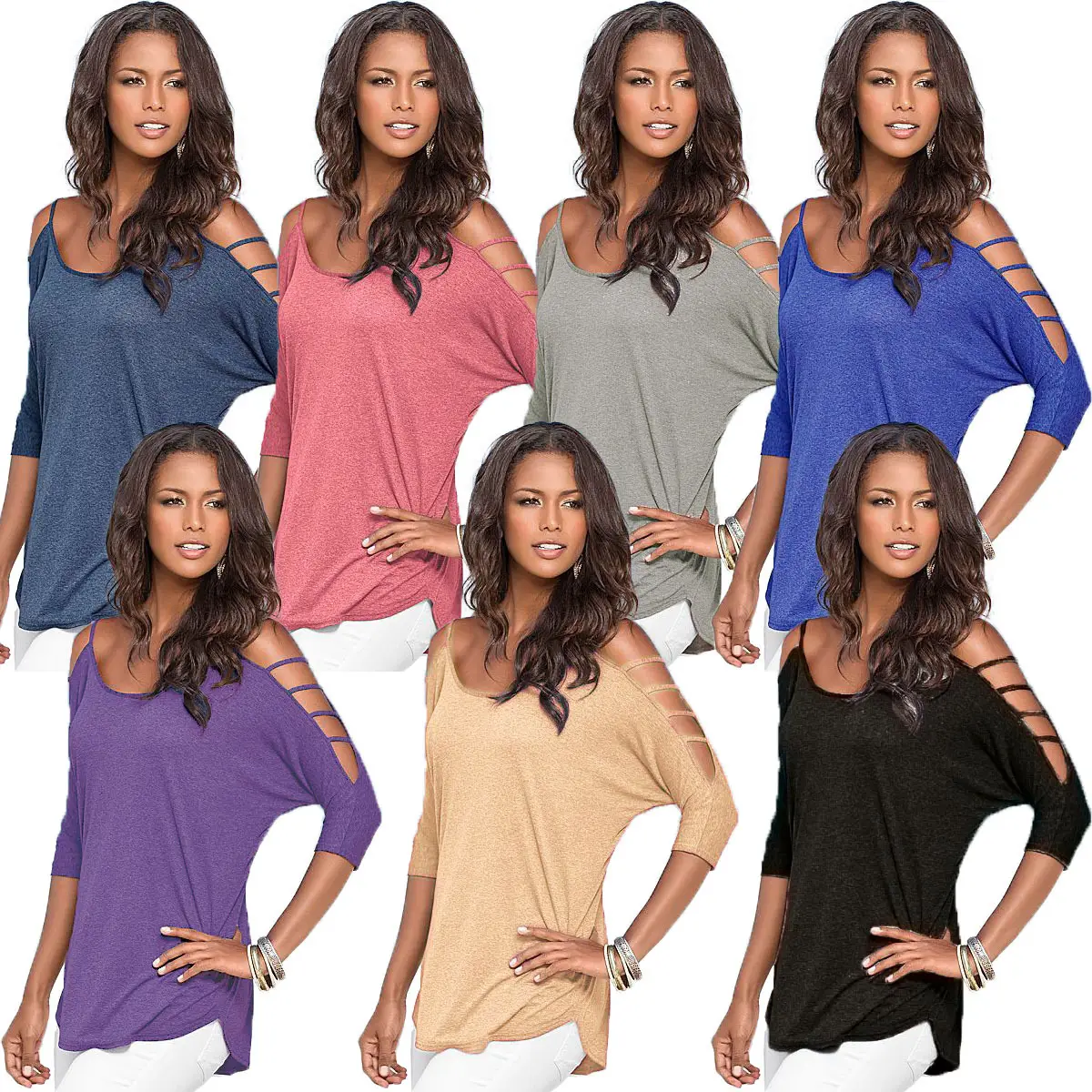 AliExpress Women's Cotton Cold Shoulder T-Shirt - Image 8