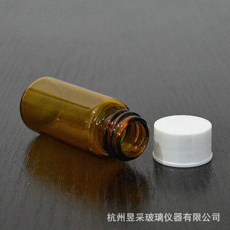 10ml Brown Glass Bottle with White Screw Cap - Image 4