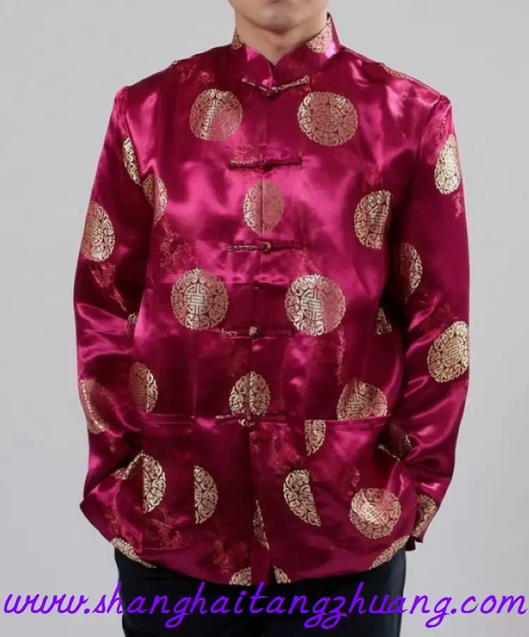 Red Chinese Tang Suit Long Sleeve Men's Coat — feature 20