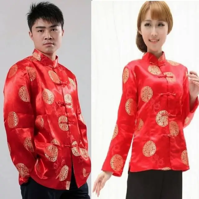 Red Chinese Tang Suit Long Sleeve Men's Coat — feature 3