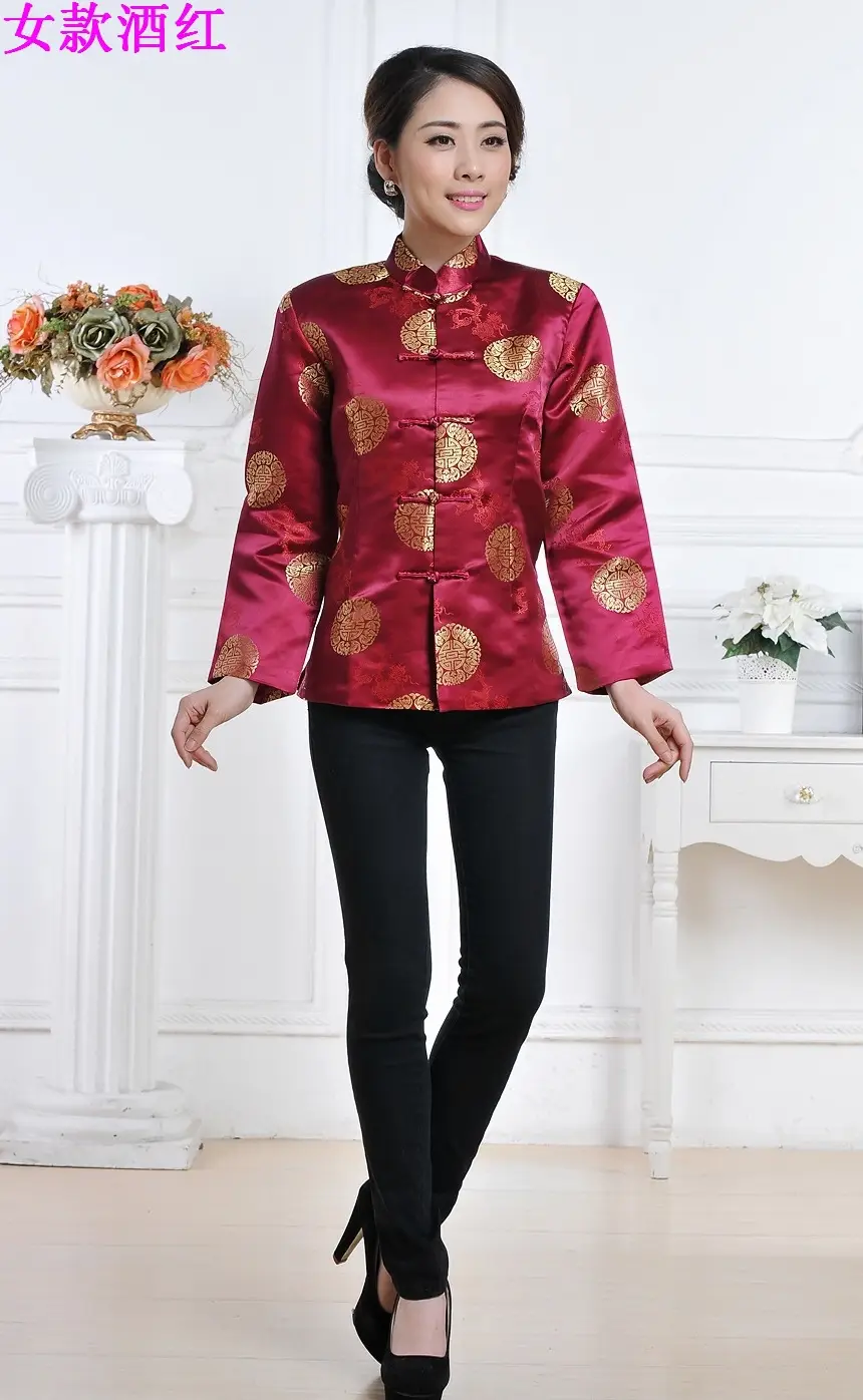 Red Chinese Tang Suit Long Sleeve Men's Coat — feature 9