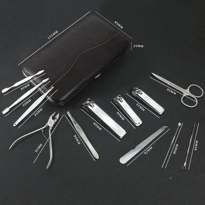 12-Piece Stainless Steel Nail Care Set for Men