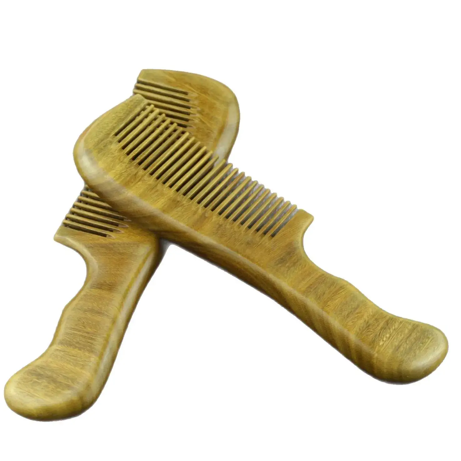Natural Green Sandalwood Hair Loss Comb Long Handle - Image 5