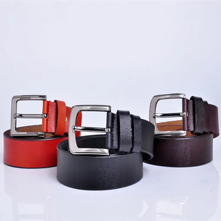 Men's Red Leather Belt with Silver Buckle - Image 8