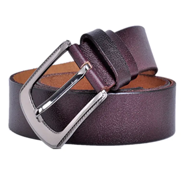 Men's Red Leather Belt with Silver Buckle - Image 11