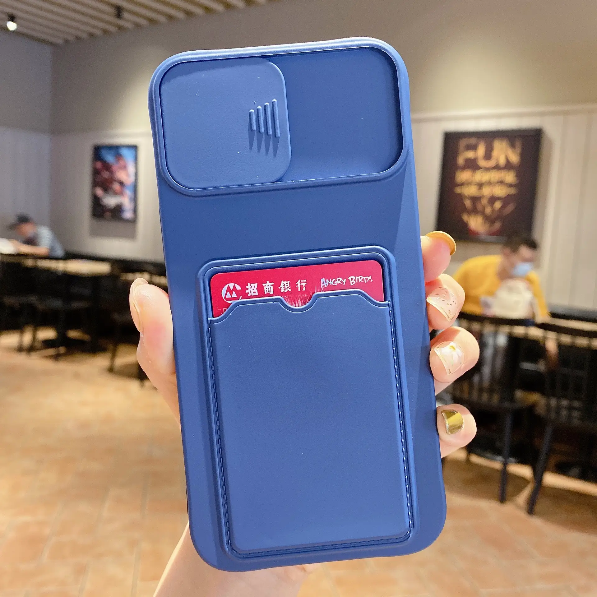 Blue Push-Pull Slide iPhone Case 14mm Matte Finish - Image 4