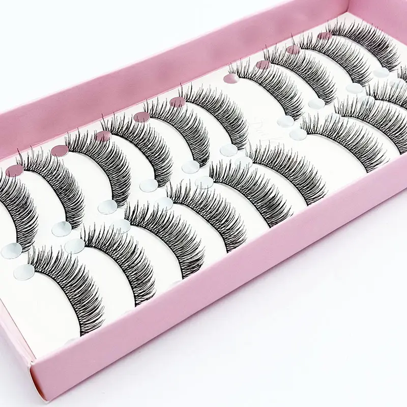 C4 Handwoven False Eyelashes 10 Pairs Natural Cross Short Nude Makeup