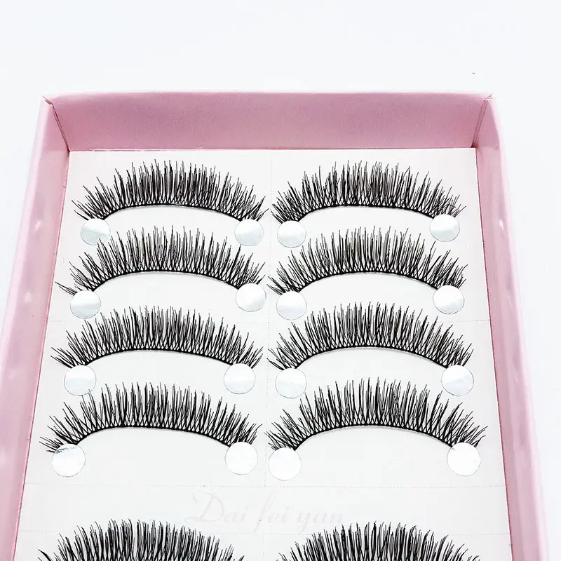 C4 Handwoven False Eyelashes 10 Pairs Natural Cross Short Nude Makeup