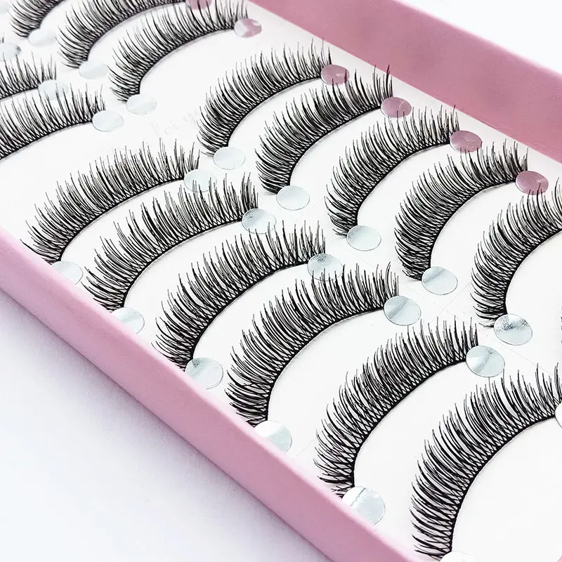 C4 Handwoven False Eyelashes 10 Pairs Natural Cross Short Nude Makeup