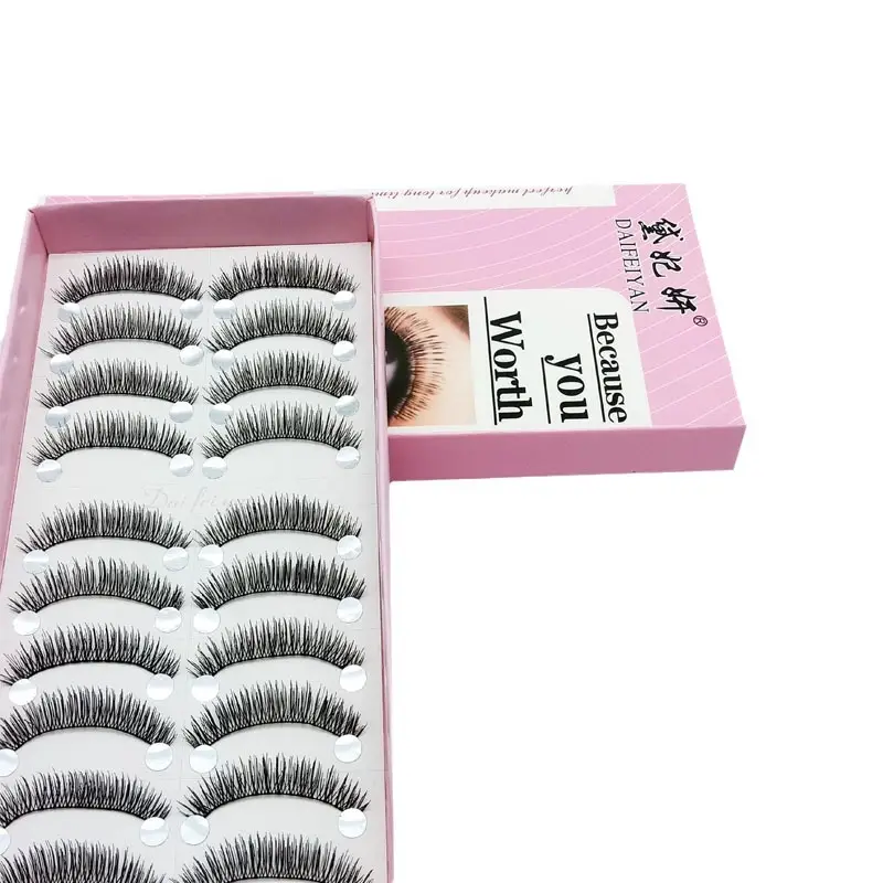 C4 Handwoven False Eyelashes 10 Pairs Natural Cross Short Nude Makeup