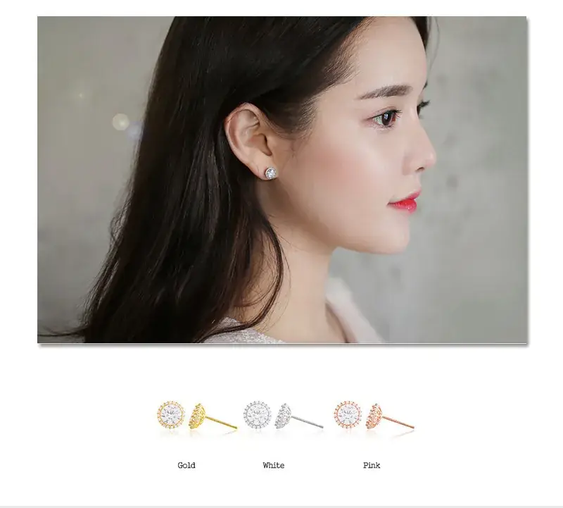New S925 Sterling Silver Zircon Earrings Back Hollow Transparent — feature 1