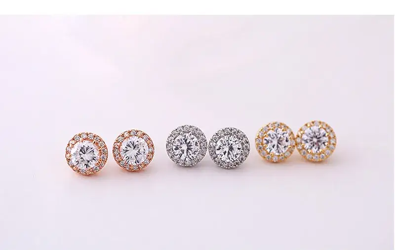 New S925 Sterling Silver Zircon Earrings Back Hollow Transparent — feature 5