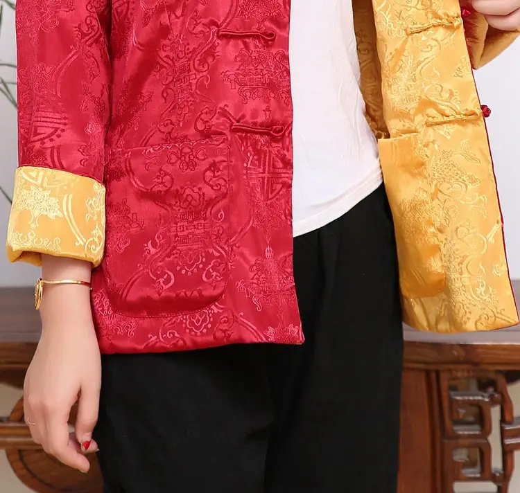 Men's Silk Long Sleeve Traditional Suit Black Gold — feature 22