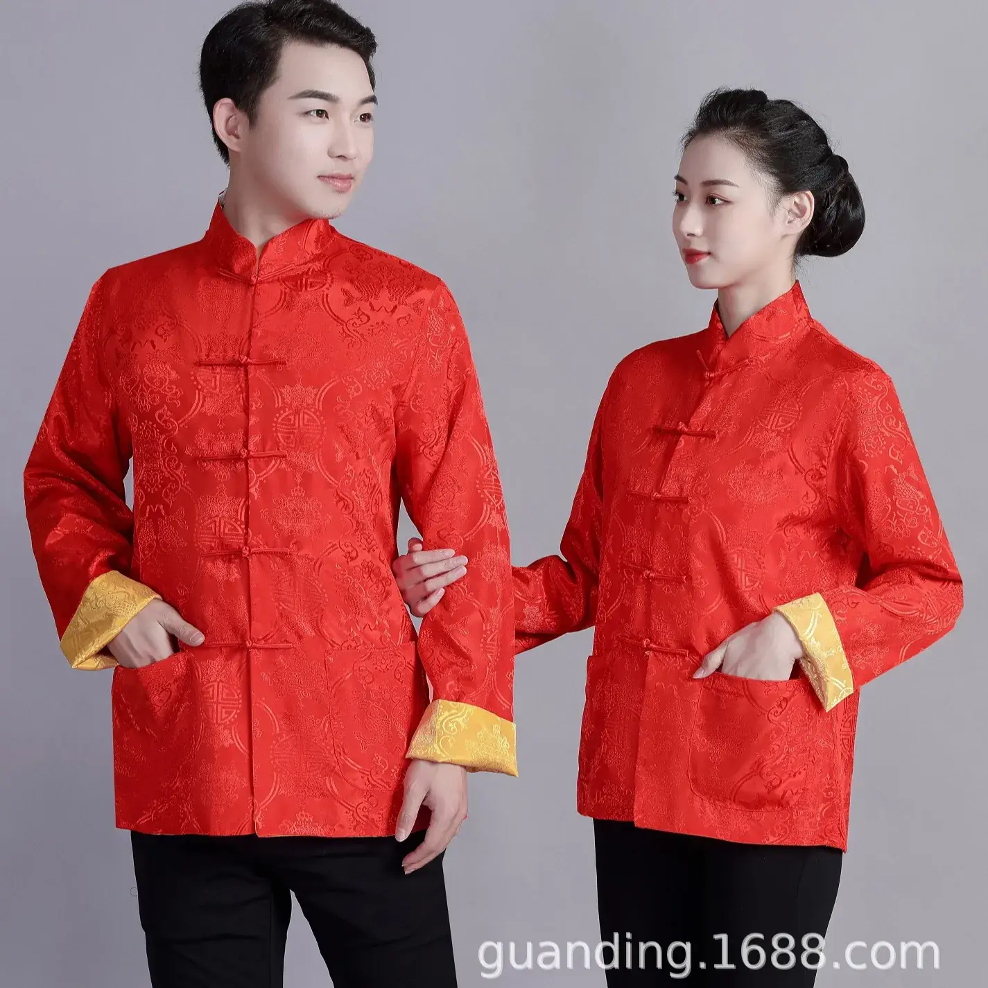 Men Chinese Silk Embroidered Jacket Blue Black Dual Color - Image 18