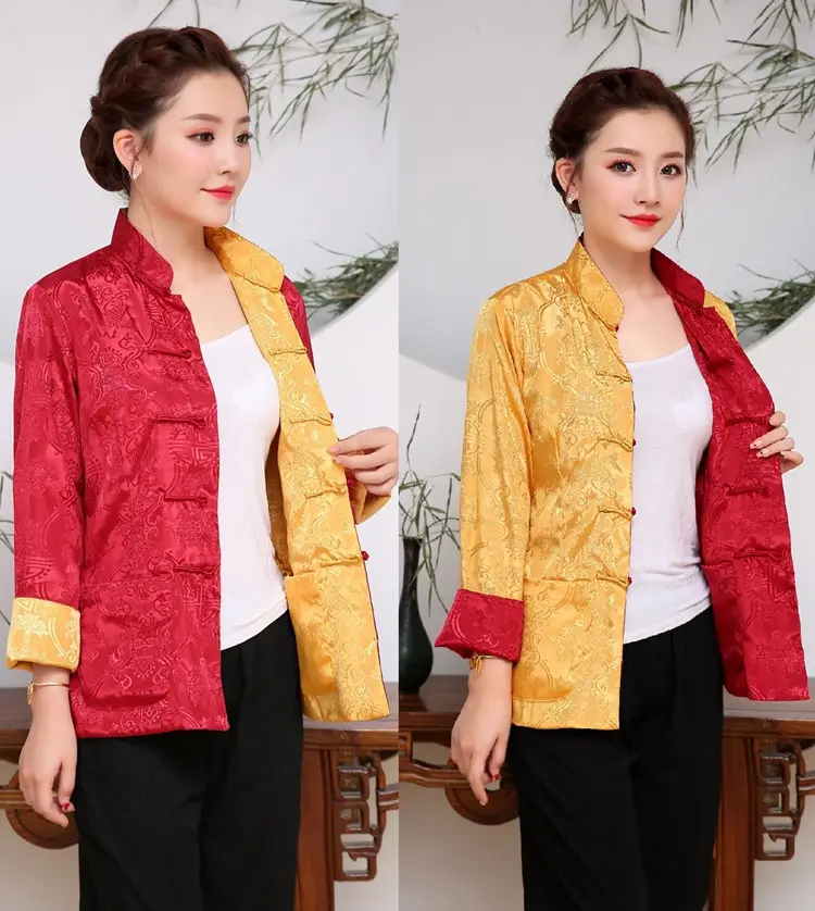 Men Chinese Silk Embroidered Jacket Blue Black Dual Color — feature 33