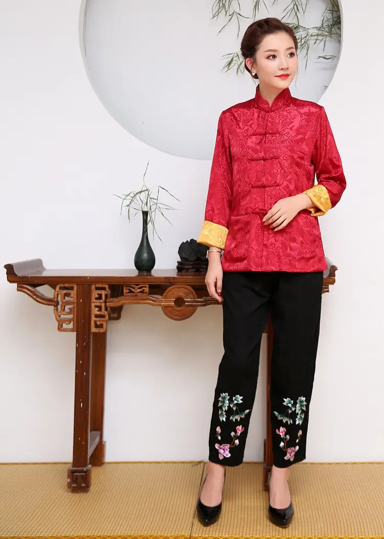 Men Chinese Silk Embroidered Jacket Blue Black Dual Color — feature 34