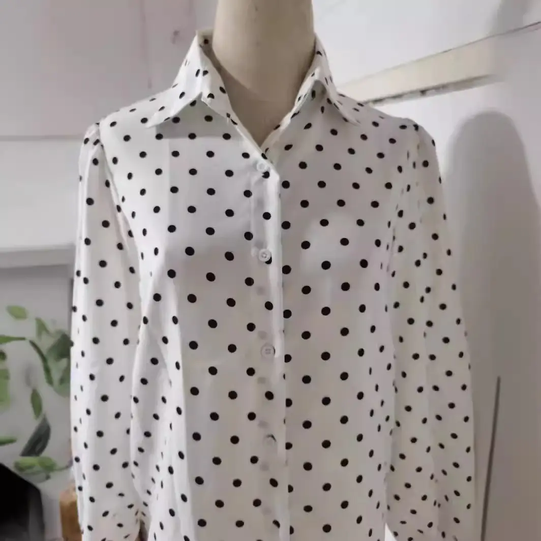 Women's Chiffon Lapel Shirt Polka Dot Loose Fit - Image 5