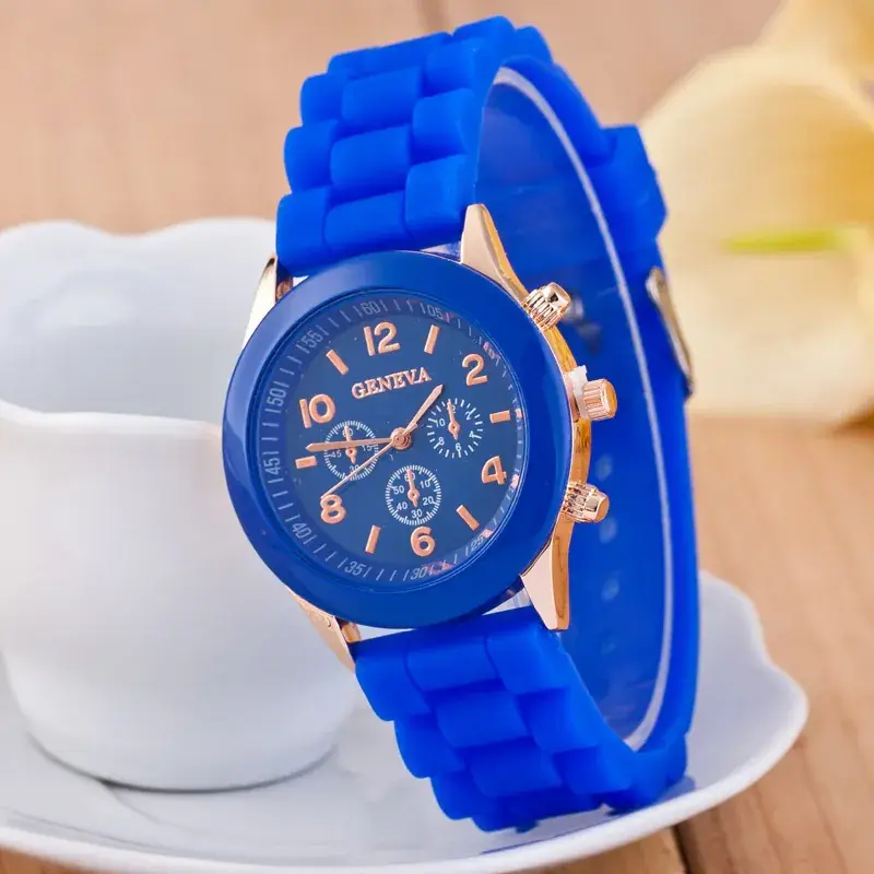 Orange Geneva 3-Eye Silicone Women's Watch - Image 5