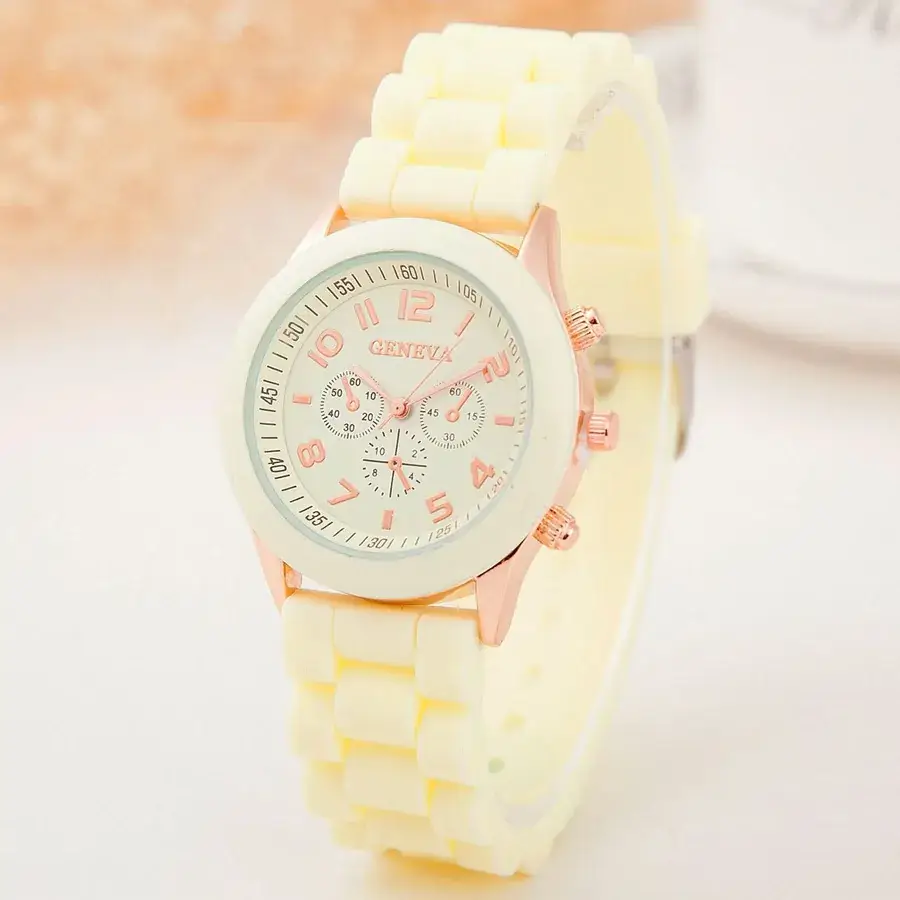 Orange Geneva 3-Eye Silicone Women's Watch - Image 19