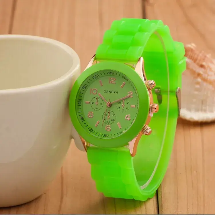 Orange Geneva 3-Eye Silicone Women's Watch - Image 13