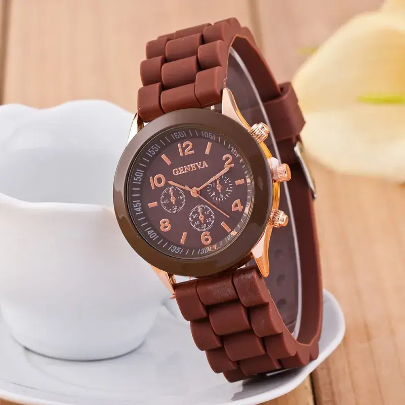 Orange Geneva 3-Eye Silicone Women's Watch - Image 14
