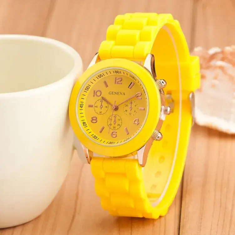 Orange Geneva 3-Eye Silicone Women's Watch - Image 2