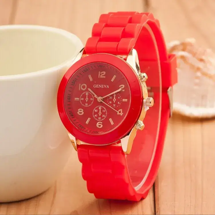 Orange Geneva 3-Eye Silicone Women's Watch - Image 3