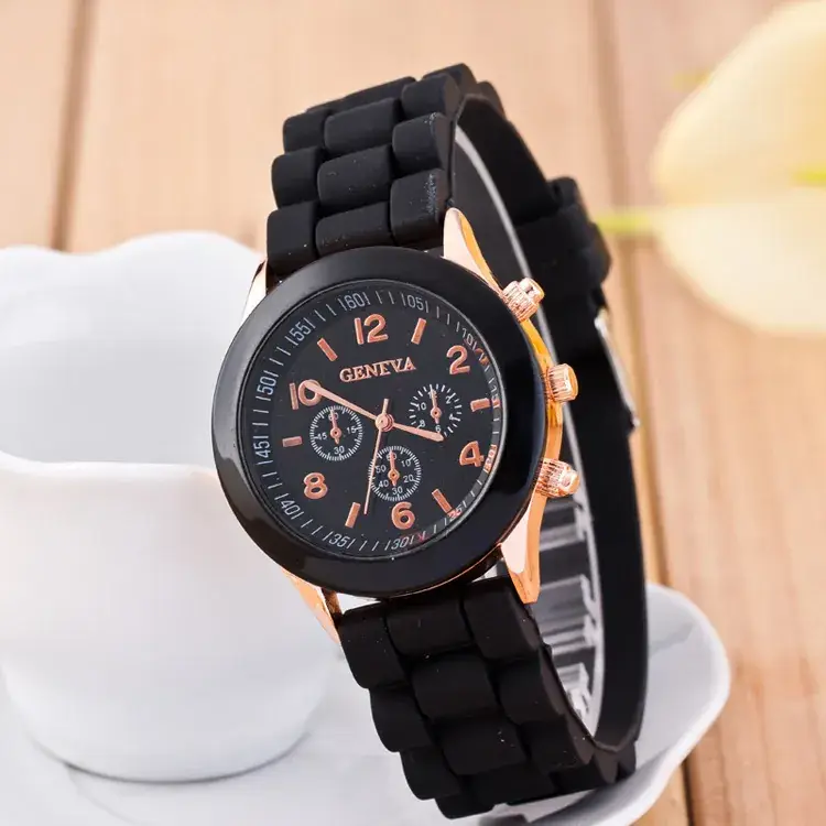 Orange Geneva 3-Eye Silicone Women's Watch - Image 6