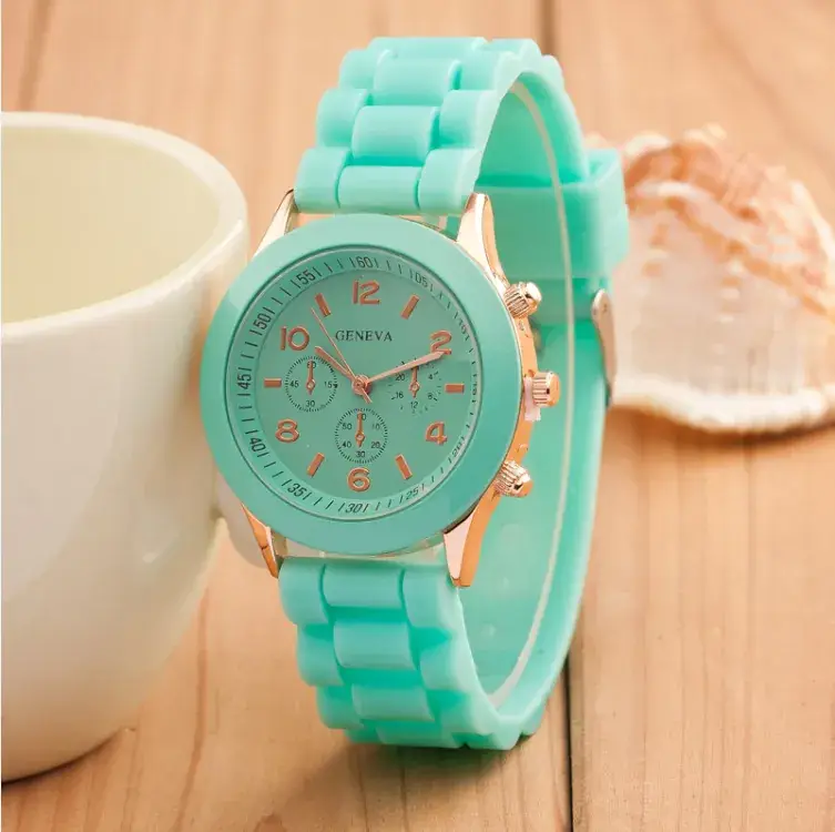 Orange Geneva 3-Eye Silicone Women's Watch - Image 8